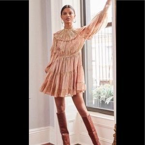 ULLA JOHNSON Metallic Averil Ruffled Georgette Cocktail Dress INTERMIX NYC